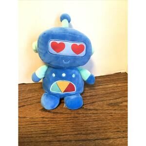 2021 Animal Adventure Blue Robot 8" Plush Heart Eyes